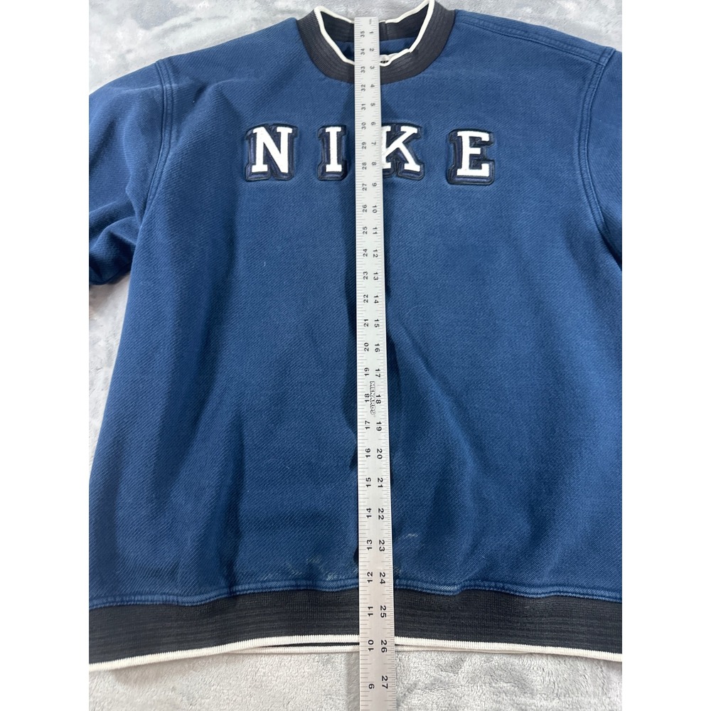 Vintage Nike Spellout Crewneck Sweatshirt Navy Blue Embroidered Mens Medium - Picture 7 of 9